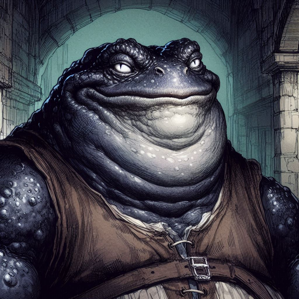 A character with pebbly toad-like skin